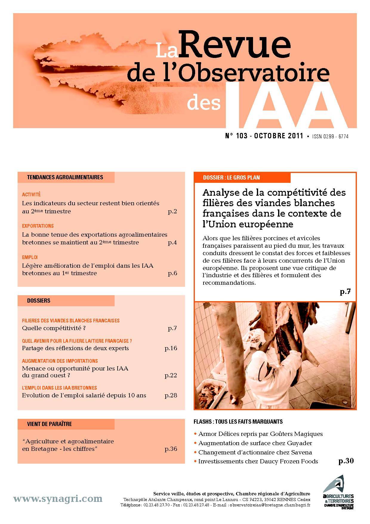 Couverture N°103 Revue de l'Observatoire des IAA